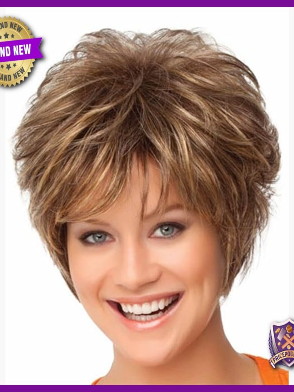 Synthetic Wig with Textured Layers, Short Cut, Glueless Design